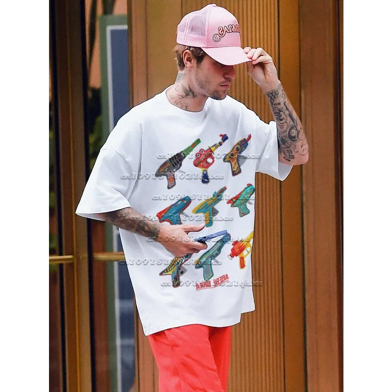 

Future World Laser Gun 3D Printing Trend High Street Personality Rascal Handsome Men's and Women's Loose Speed Drying T-shirt