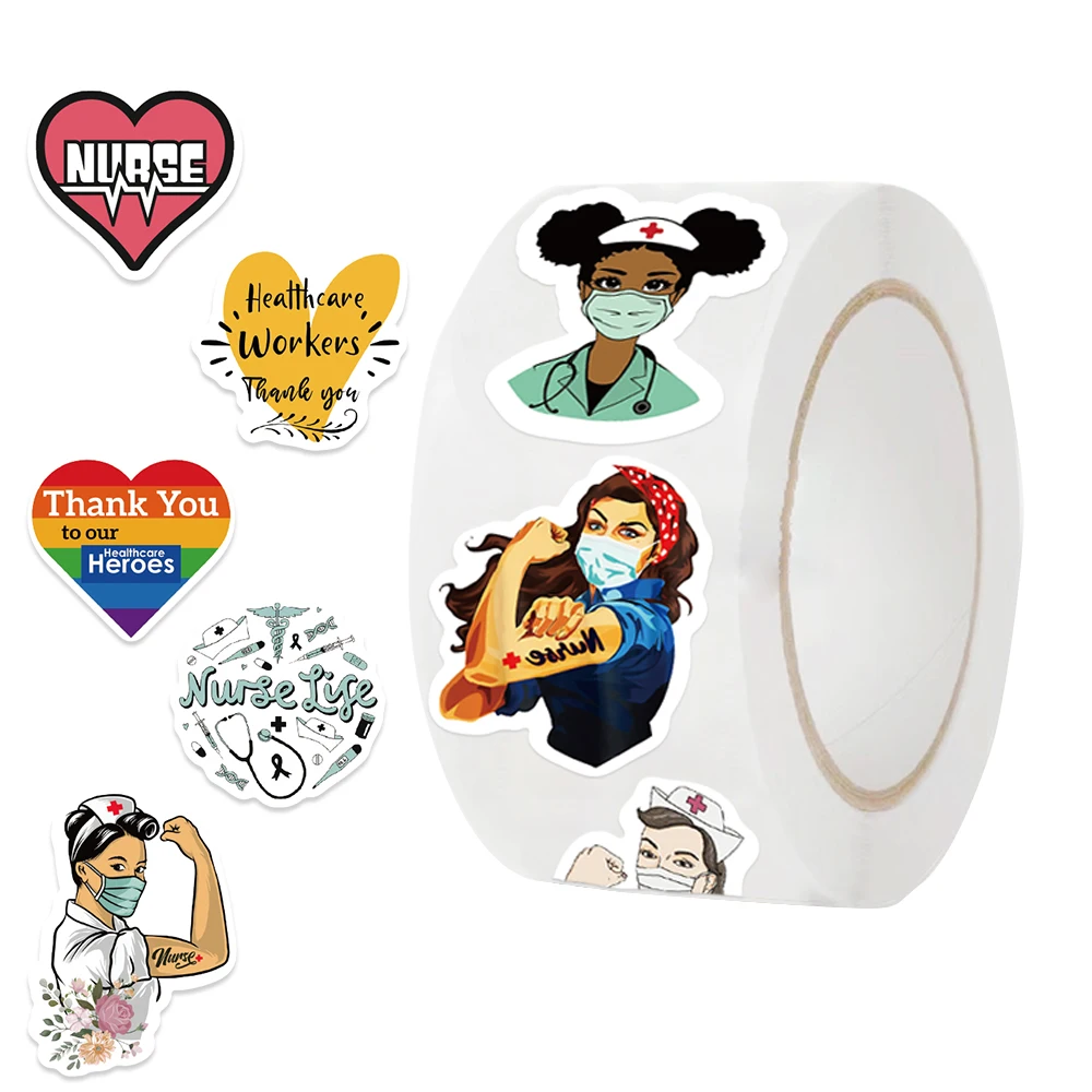 Pegatinas de dibujos animados de enfermera para niños, pegatinas de recompensa, pegatinas de animación para guardería, escuela, estudiantes, profesores, lindos juguetes clásicos, 500 piezas