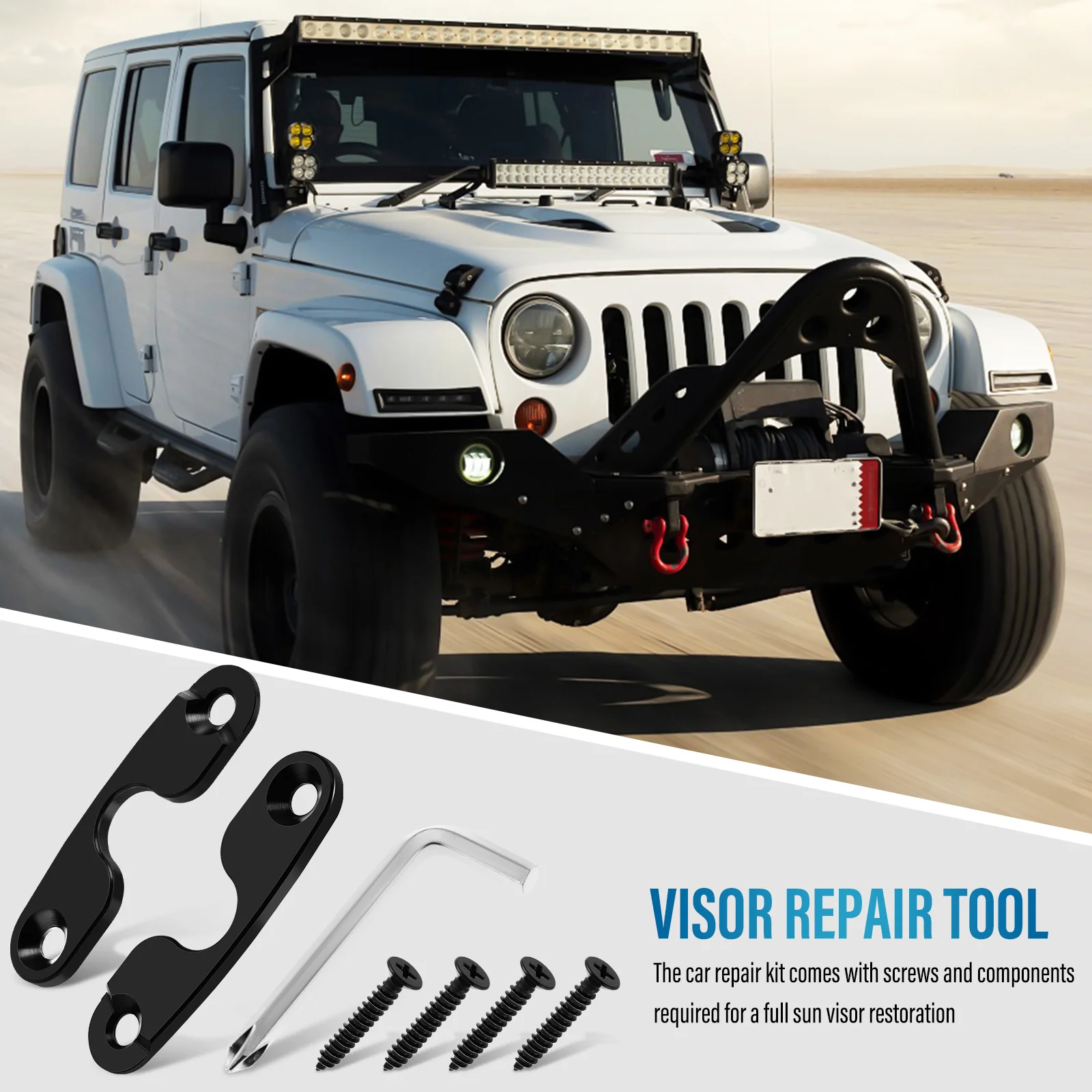 

1 Set Sun Visor Repair Kit Aluminum Alloy Replacement Parts Visor Bracket Holder Retainer Compatible With Jeep