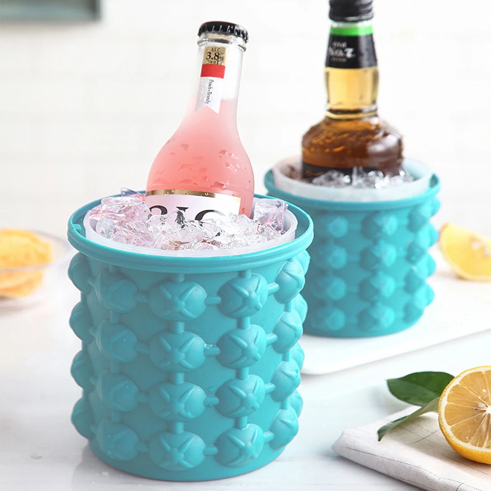 

Silicone Ice Bucket Ice Cube Maker Portable Whisky Ice Bucket Wine Ice Cooler Beer Barware Tools Kitchen Accessorie