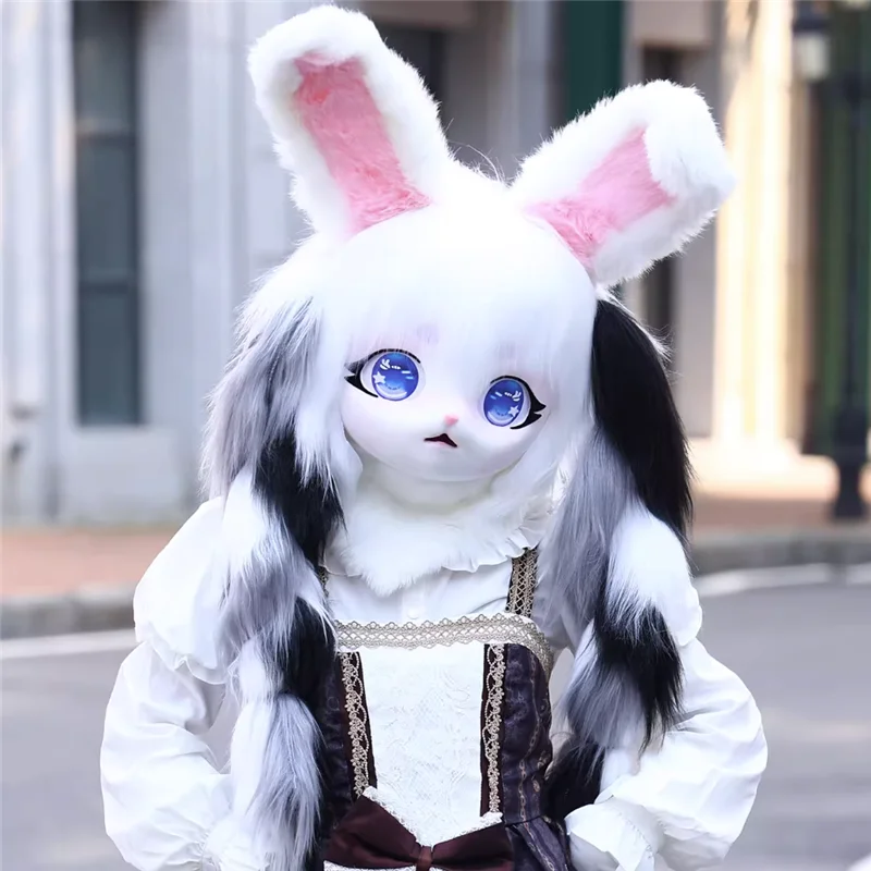 Dernières fourrure Kig Fursuit Kigurumi casque fourrure Cosplay patte tête Base Comiket Animal chat lapin poupée bête masque Cosplay accessoire enfant