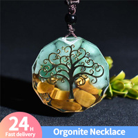 Orgone Pendant Tiger Eye Aventurine Hanging Protection Orgonite Necklace Energy Crystal Natural Stone Healing Aura Chakra Resin