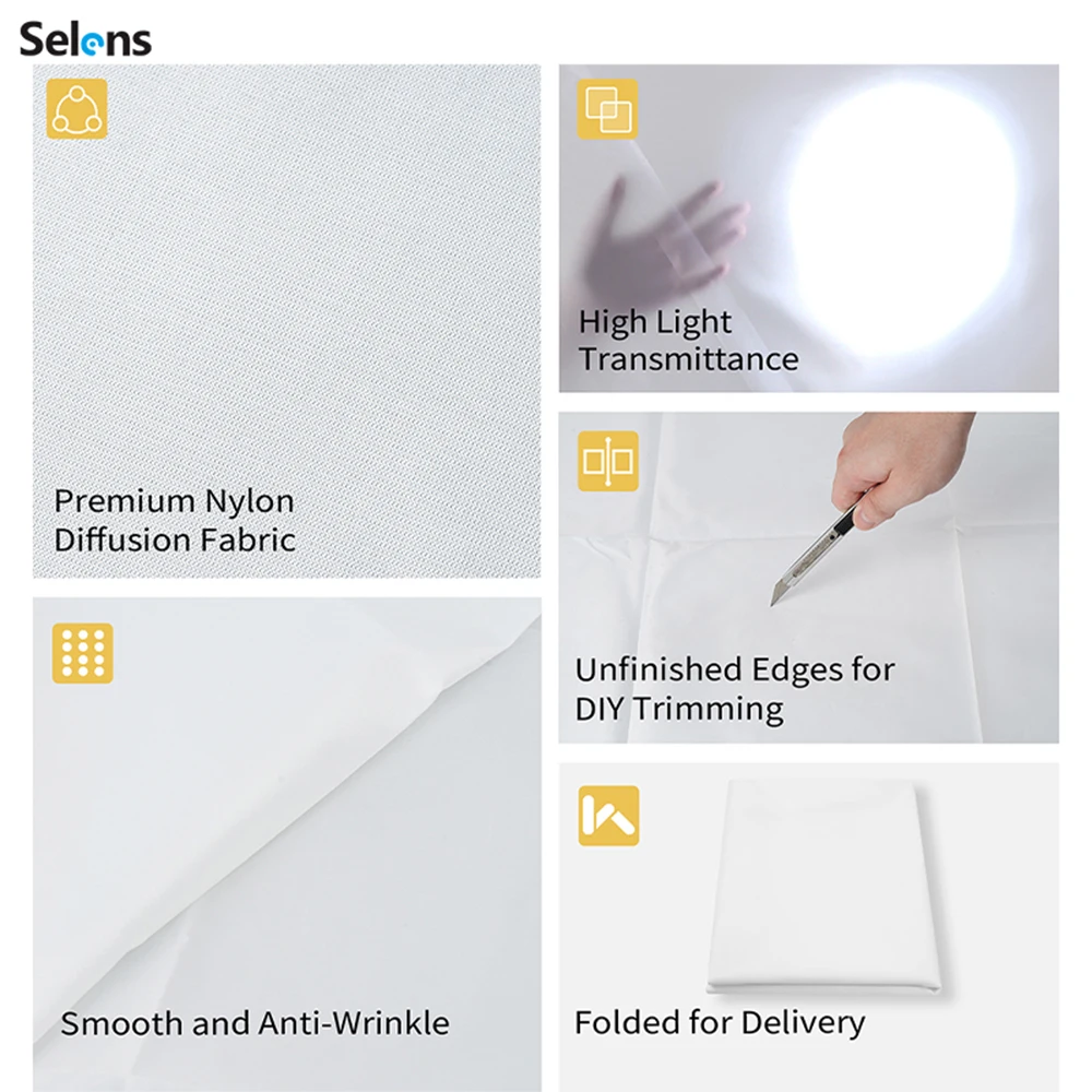 Selens نشر النسيج النايلون الحرير سلس الناشر القماش ضوء القماش الناعم استوديو الصور أطقم التصوير الملحقات