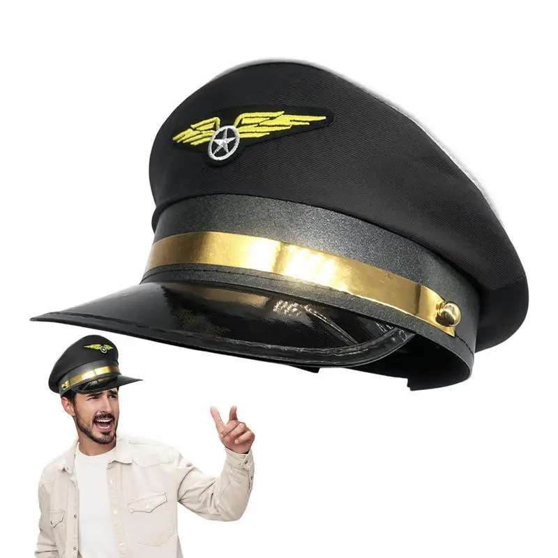 Pilot Cap Airplane Halloween Costume Cap Pilot Costume Accessories Airline Theme Party Pilot Hat Airplane Costume Hat Sailors