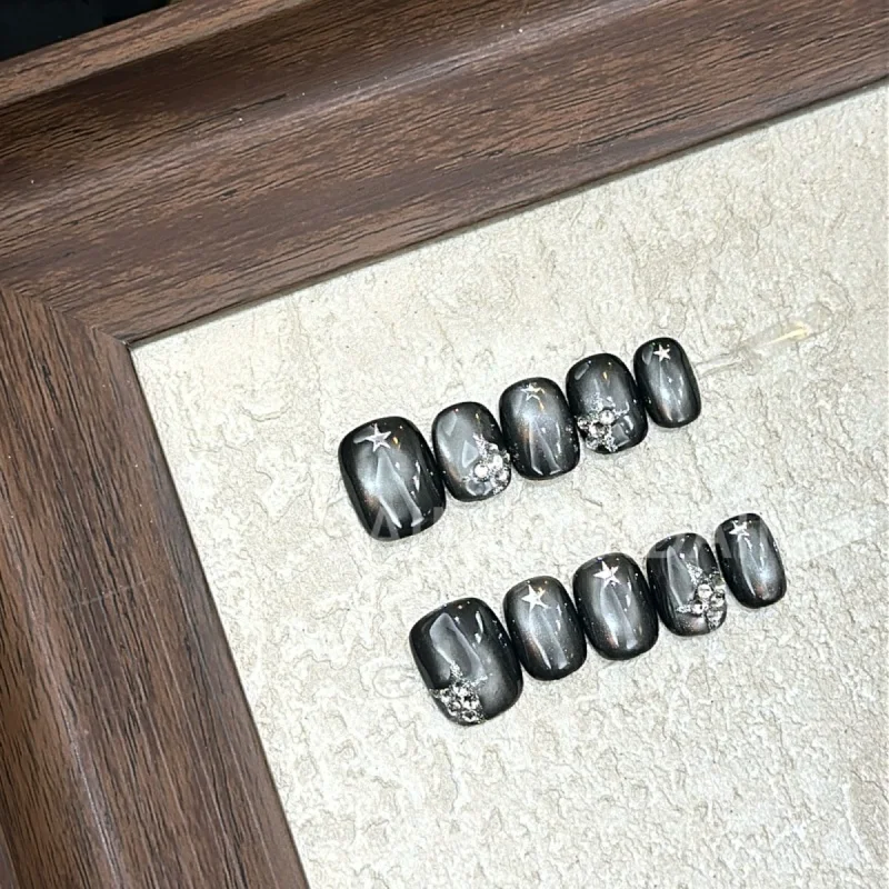 Express Your Bold Side with Black Pearl Press On Nails - Easy to Apply, Long-Lasting