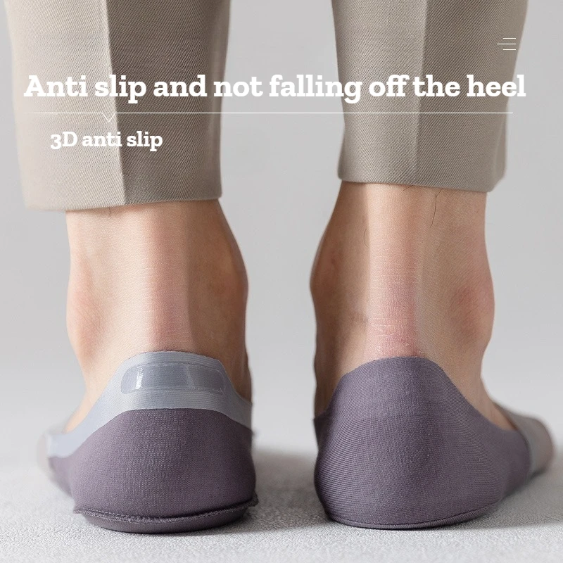 5 ペアメンズ夏超薄型目に見えない弾性シリコン滑り止めボートソックスメッシュ通気性と快適なメンズソックス
