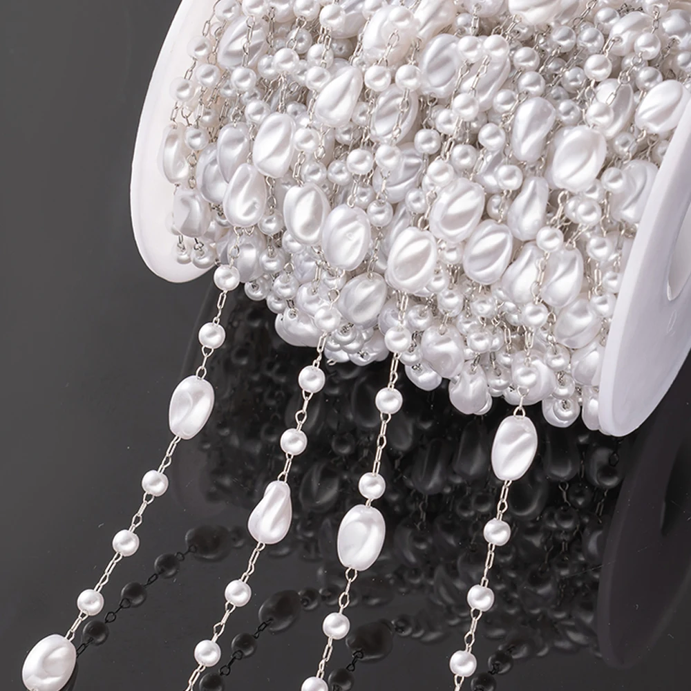 

Цепочка с имитацией жемчуга для браслета, ожерелья, сережек, 1 метр