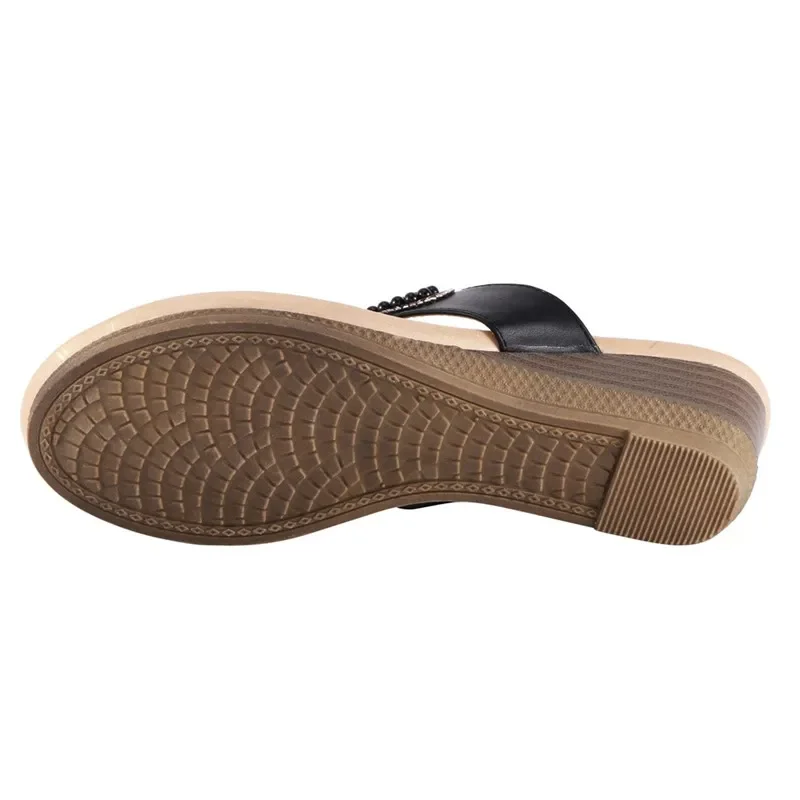 YAERNI slippers for women accessories non-slip flat crystal flipping comfortable laptop Joker beaded slippers toe casual shoes