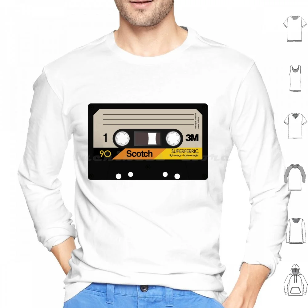 Cassette Scotch Superferric 90 Hoodie cotton Long Sleeve Cassette Retro Video Music Vaporwave Synthwave 80S 1980S Stereo