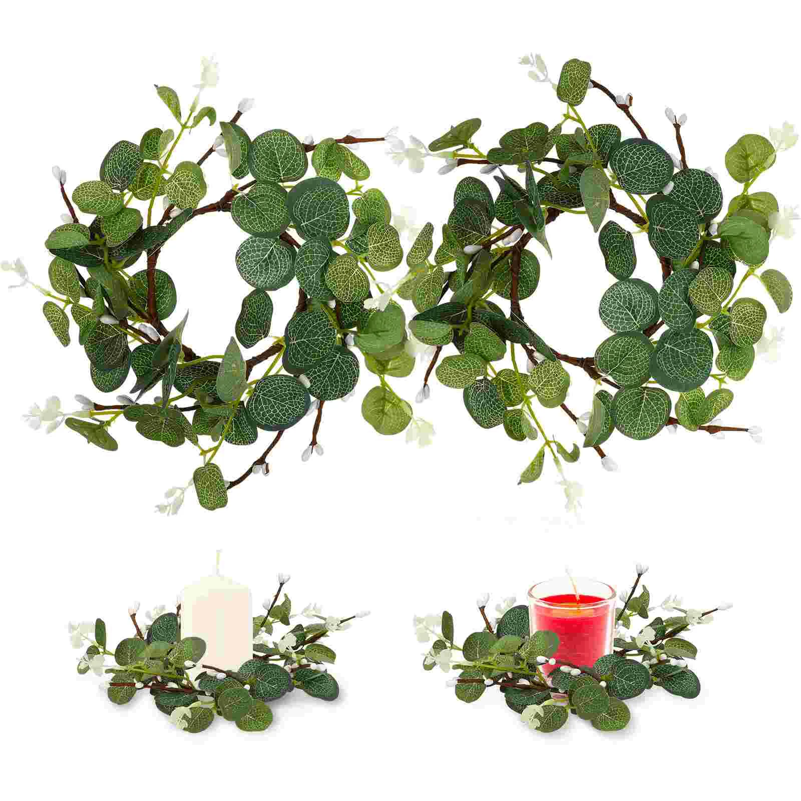 

2 Pcs Spring Summer Wreaths for Front Door Garland Farmhouse Eucalyptus Christmas Plastic Pole Silk Leaf Small Indoor