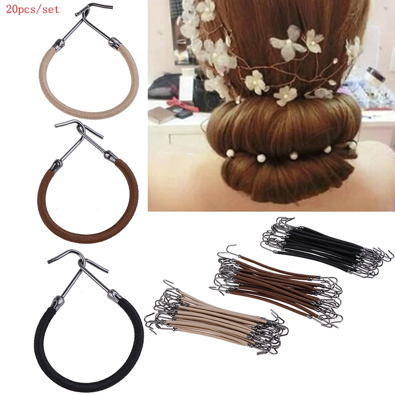 Pinzas elásticas para el cabello para niña, accesorios para el cabello, bandas de goma con gancho, soporte para cola de caballo, tocado grueso, 20 piezas