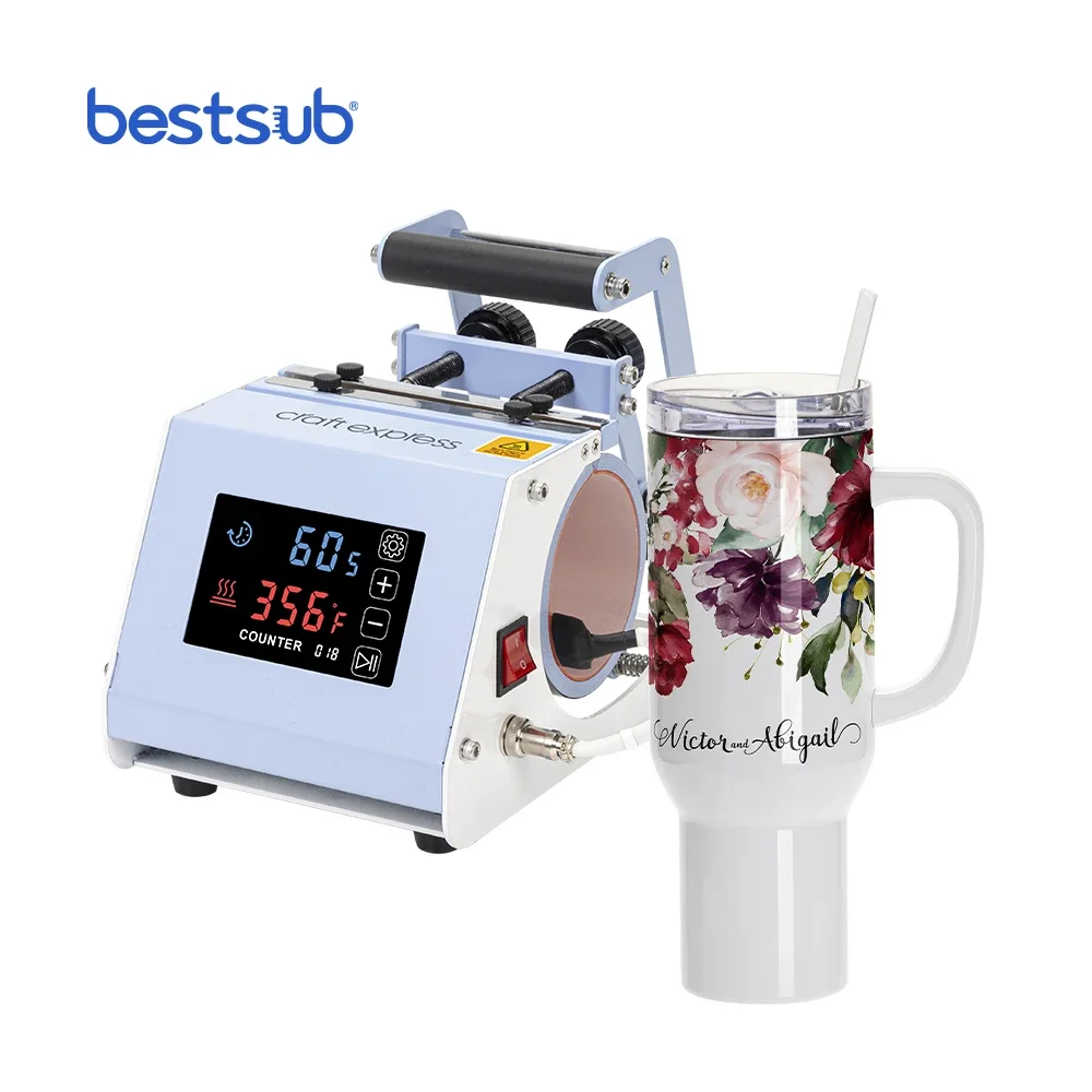 BestSub Portable Stainless Steel Sublimation Printing Water Coffee Hobby Mug Press 40 Oz Tumbler Heat Press Machine