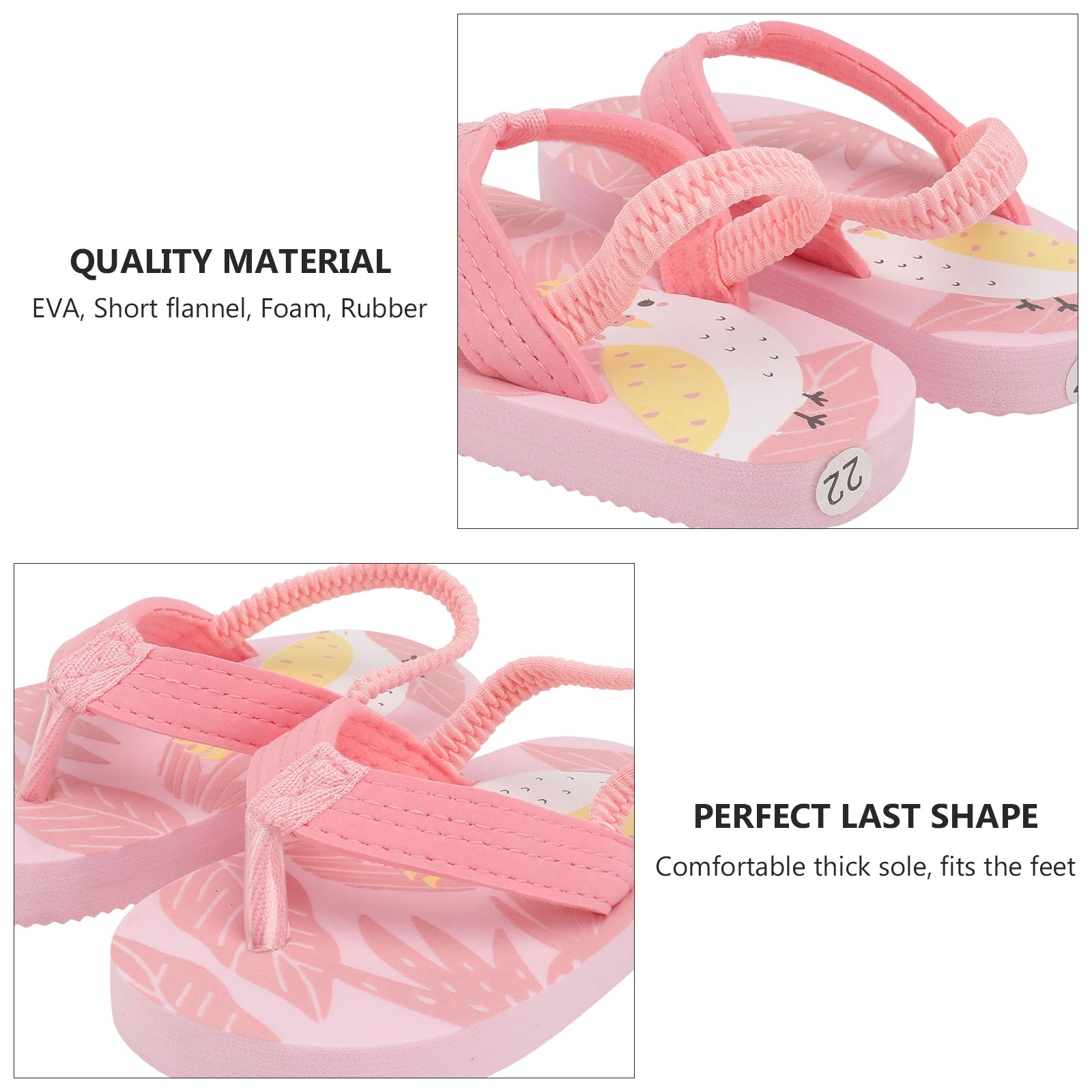 1Pair Children Lightweight Summer Slippers Cartoon Breathable Flat Bottom Non-Slip Comfortable Beach Shoes Beach Slippers