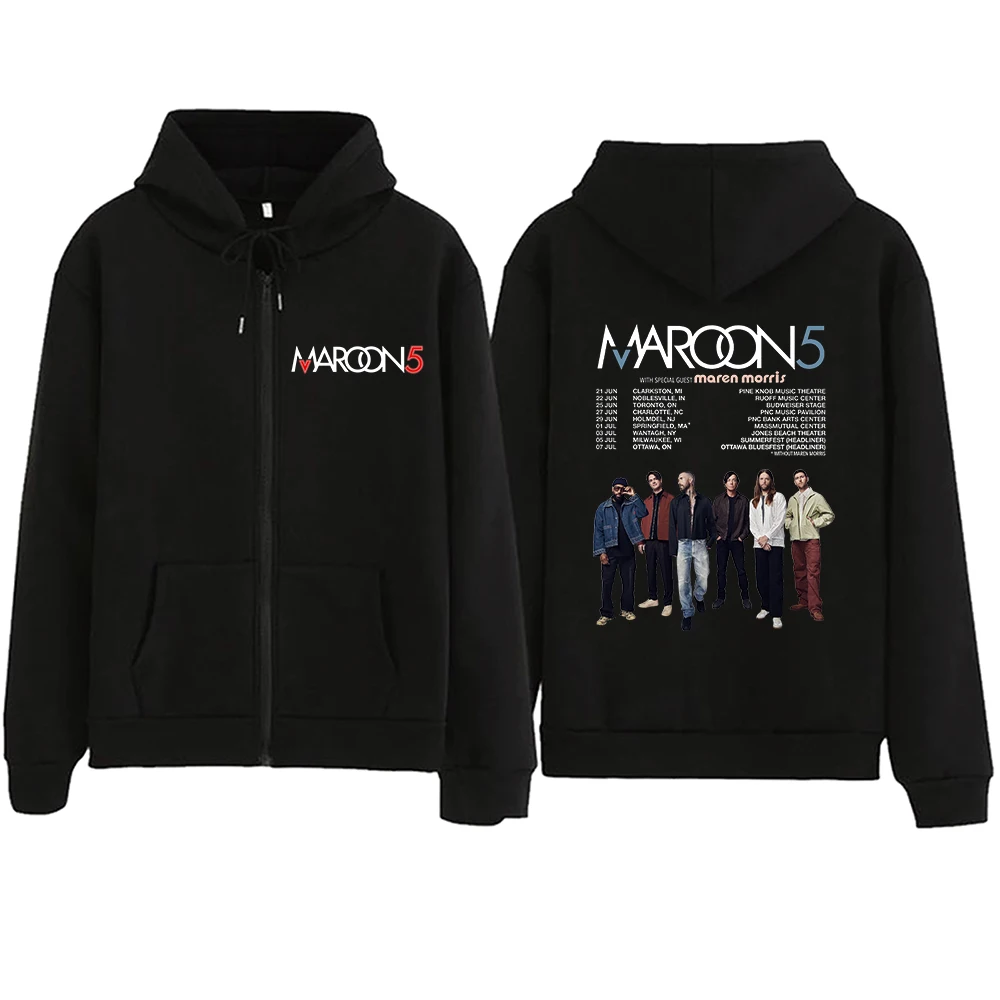 Maroon 5 Tour 2024 Zipper Hoodie Harajuku Pullover Tops Sweatshirt Streetwear Fans Gift