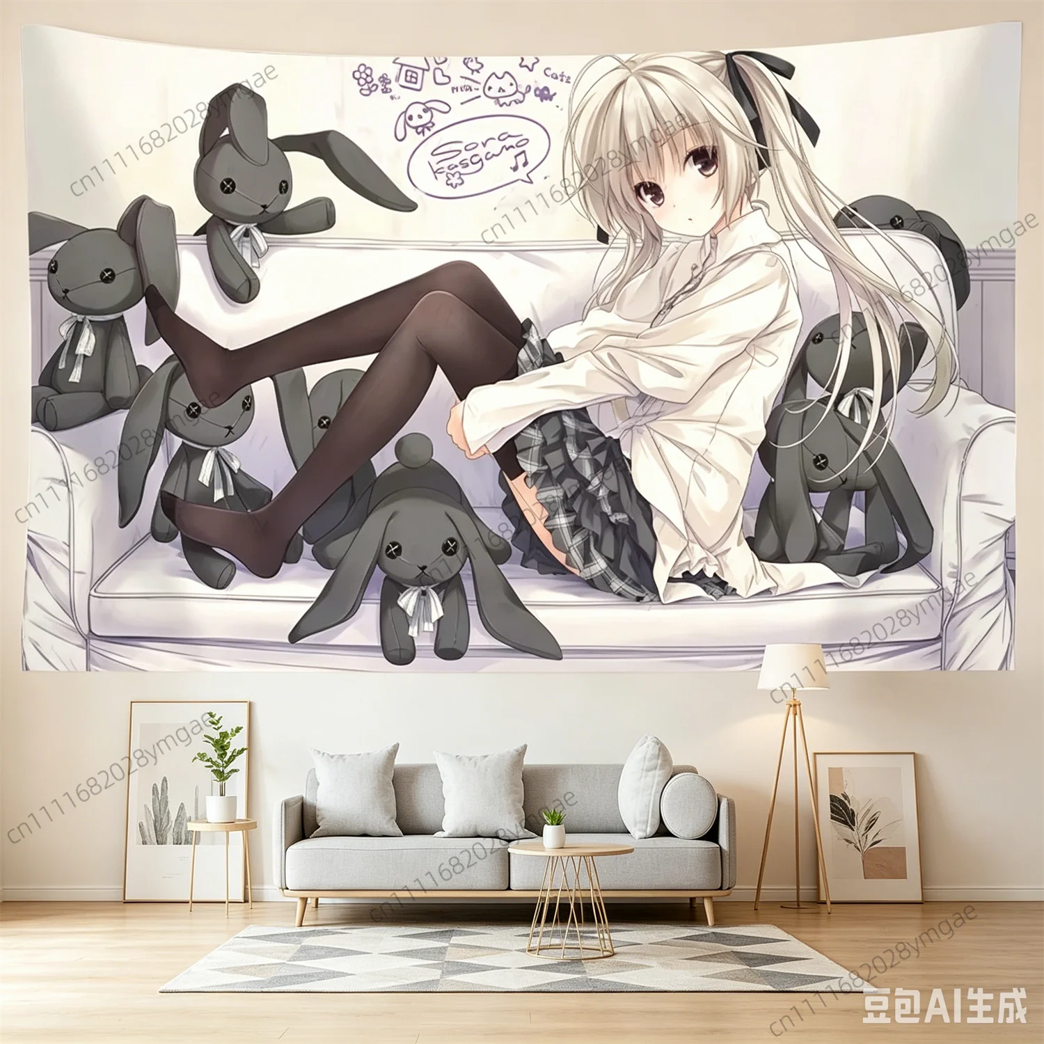 Aesthetic Anime Sora Bunny Girl Wall Tapestry Cute Flag Bedroom Cartoon Teen Tapestries Party Background Cloth Kawaii Home Decor