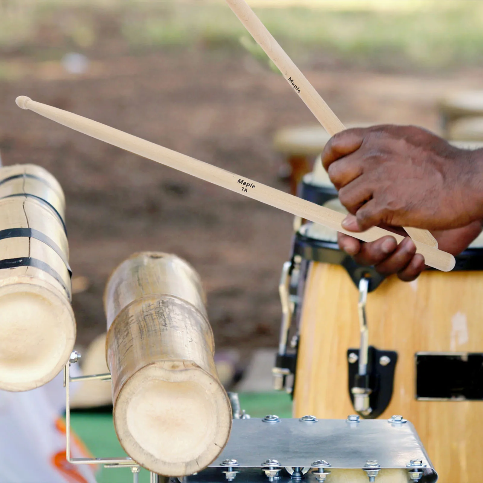 2 قطعة 7A عصي طبلة البيج العملي قرع أداة الملحقات لممارسة الأداء الخشب العصي أدوات الموسيقى