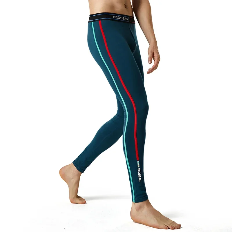 SEOBEAN-Sexy algodão Long Johns masculino, cuecas térmicas de baixo crescimento, leggings para outono e inverno, novo