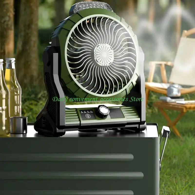 

97QB Quiet Desktop Fan USB Camping Fan with Light for Camping Adjustable