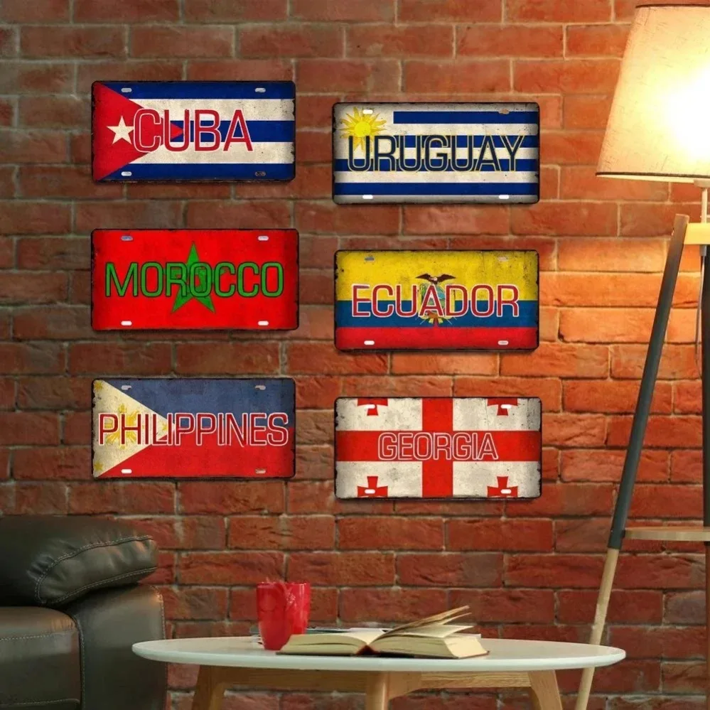 موناكو كوبا المملكة العربية السعودية أنغولا العلم علامة معدنية |   ديكور لوحة الملصق الدولي |   لوحة فنية جدارية بار/منزلية للمساحات ذات الطابع العالمي