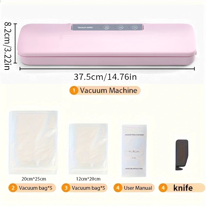 1 PC vacuum sealing machine, portable food preservation, storage, compression and packaging machine