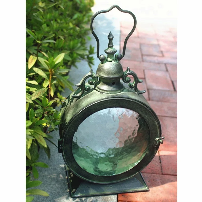 Indoor Outdoor Decorative Vintage Metal Glass Hurricane Candle Lantern
