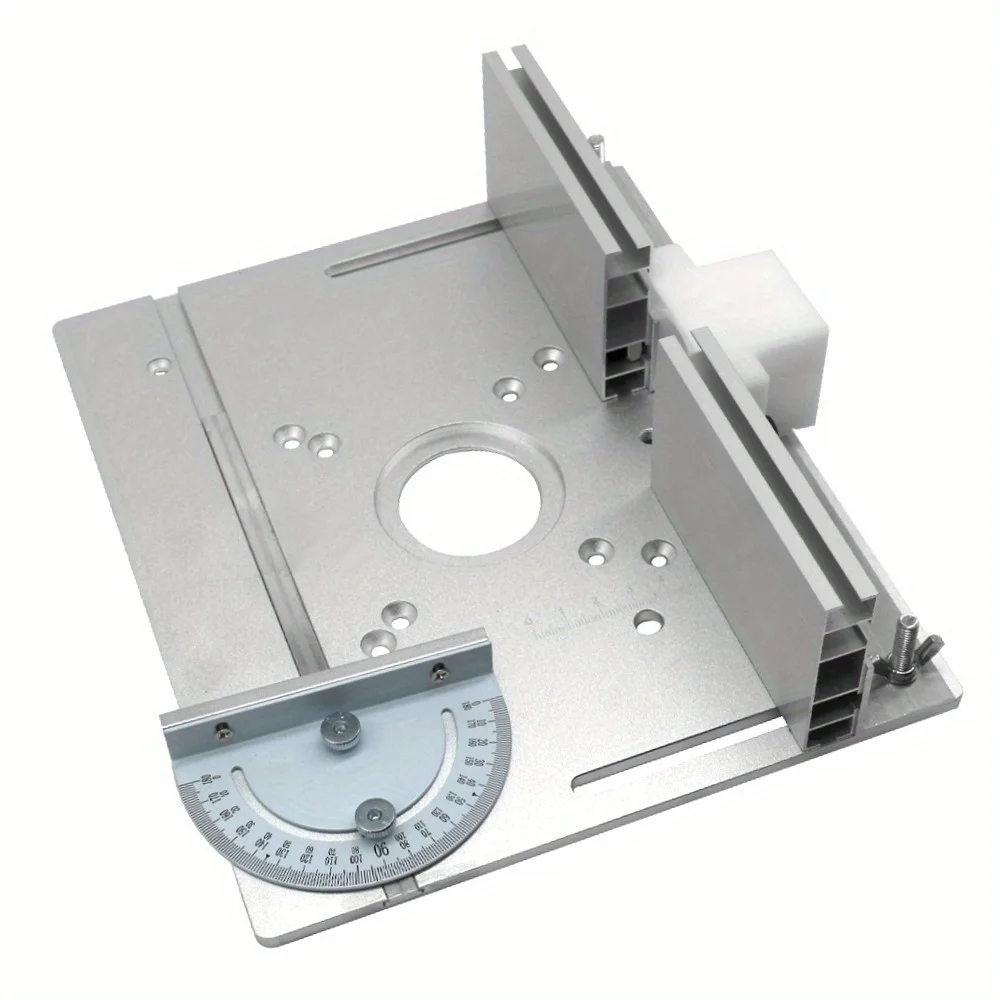 Scheda di inserti da tavolo per router in alluminio, scheda ribaltabile per router da banco per la lavorazione del legno con binario di guida angolato, staffa scorrevole per recinzione in alluminio
