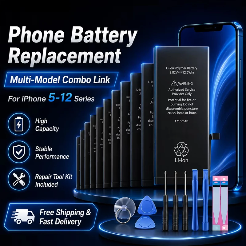 Set de batería de repuesto duradero con herramientas para iPhone 5/5S/6/6S/7/8/X/SE/SE2/XR/XS/11/12/13 Mini Pro Max 14 plus
