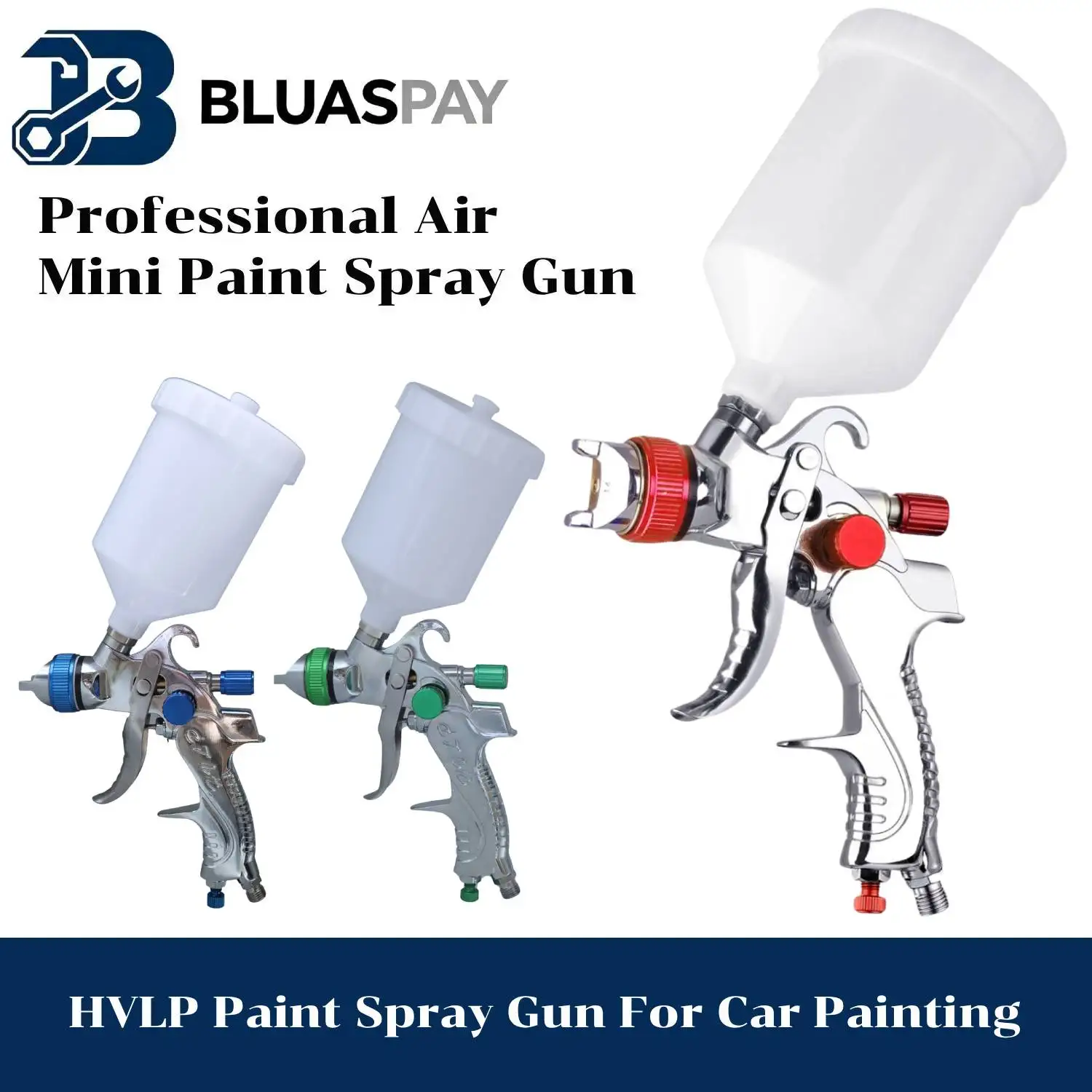 Pistolet de pulvérisation HVLP H-2008 avec ensemble de buses 1,4/1,7/2,0 mm, réservoir 600 CC, alimentation par gravité, pour peinture automobile, meubles et murs