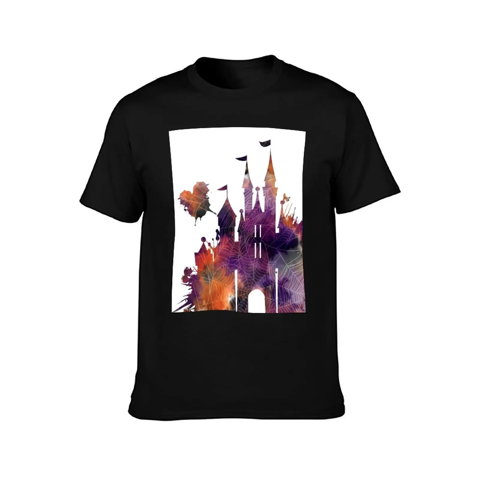 Halloween Castle Watercolor T-Shirt vintage man t shirt tee shirts for men