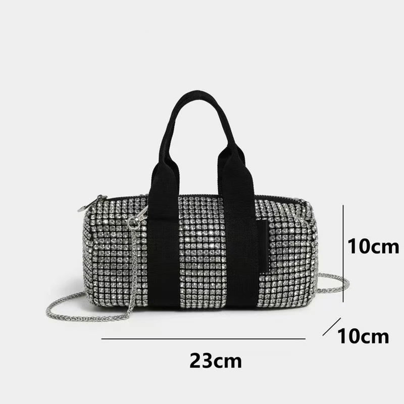 

2025 Women's New Fashionable Diamond Chain Pillow Type Crossbody Bag Premium Water Diamond Bucket Bag Light Luxury Crossbody Bag