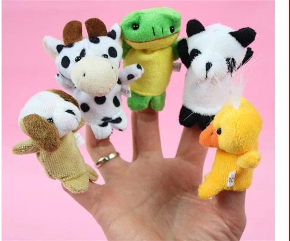 10Pcs Cute Animal Finger Dolls Cartoon Biological Animal Finger Puppet Plush Toys Child Favor Dolls Boys Girls Finger Puppets