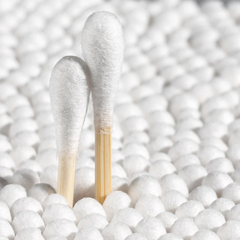 5 Bags 500pcs Double-Ended Bamboo Stick Cotton Swabs Ear Nose Cleaning Makeup Removal Household Cleaning Women Makeup Tools