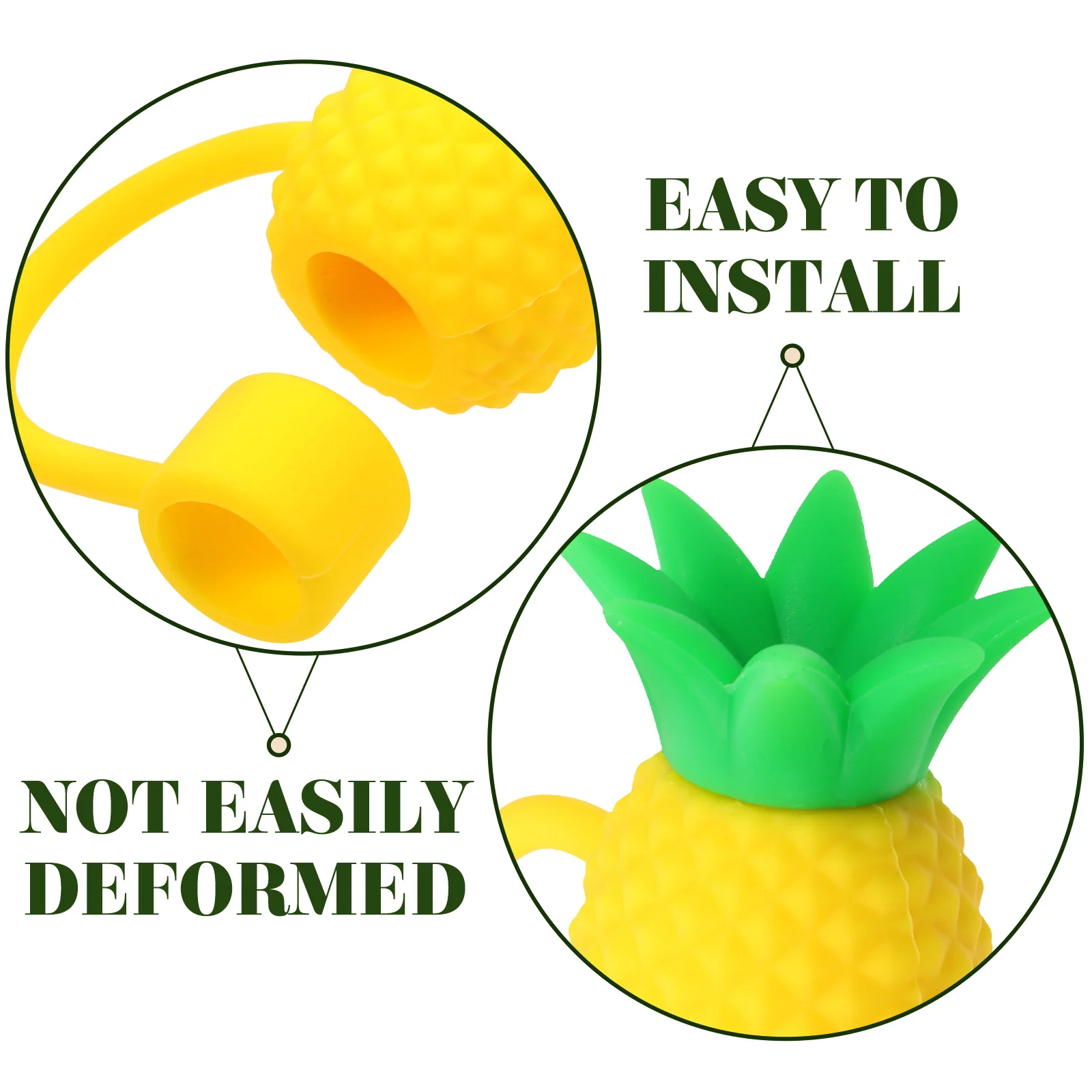 

4pcs Reusable Silicone Covers Pineapple Drinking Protectors Party Straw Toppers Straw Tips Plugs For Banquet Birthday