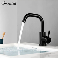 Smesicets Black Mixed Type Type Single Handle Platform One Hole Installation Bathroom Shower Kitchen WC Sink Faucet