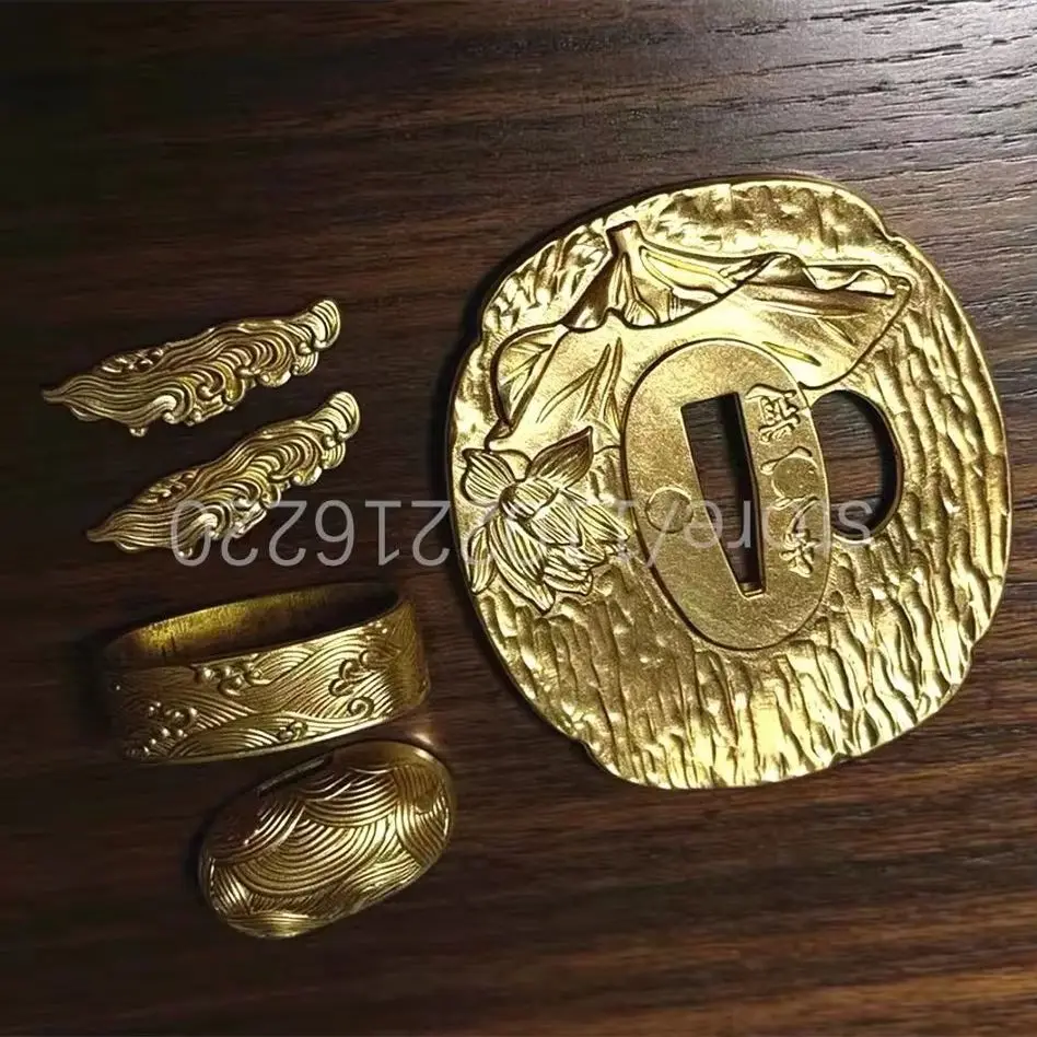 High Quality Brass Tsuba Handguard Guard Copper Fuchi Kashira Menuki For Real Japanese Japan Samurai Katana Sword Fittings Parts