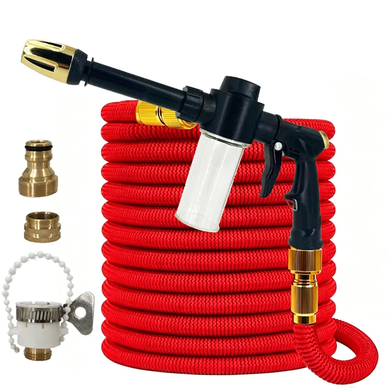 Flexible Extended Gardening Tube, Long Rod High-Pressure Nozzle, Adjustable, Used For Car Washing, Irrigation, And Road Cleaning