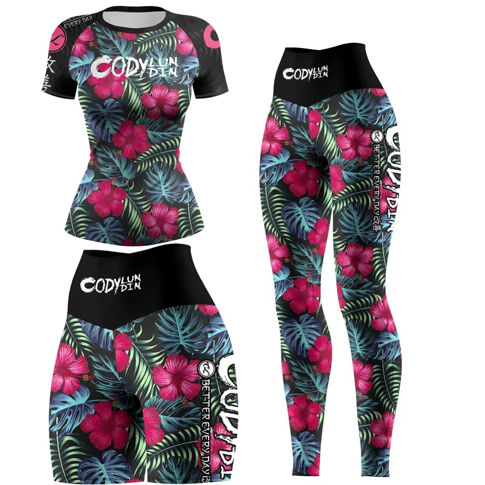 

Compression Running Set Women's MMA Muay Thai Boxing Rashguard Workout Gym Clothing Sportswear Training Fitness Yoga Tracksuit