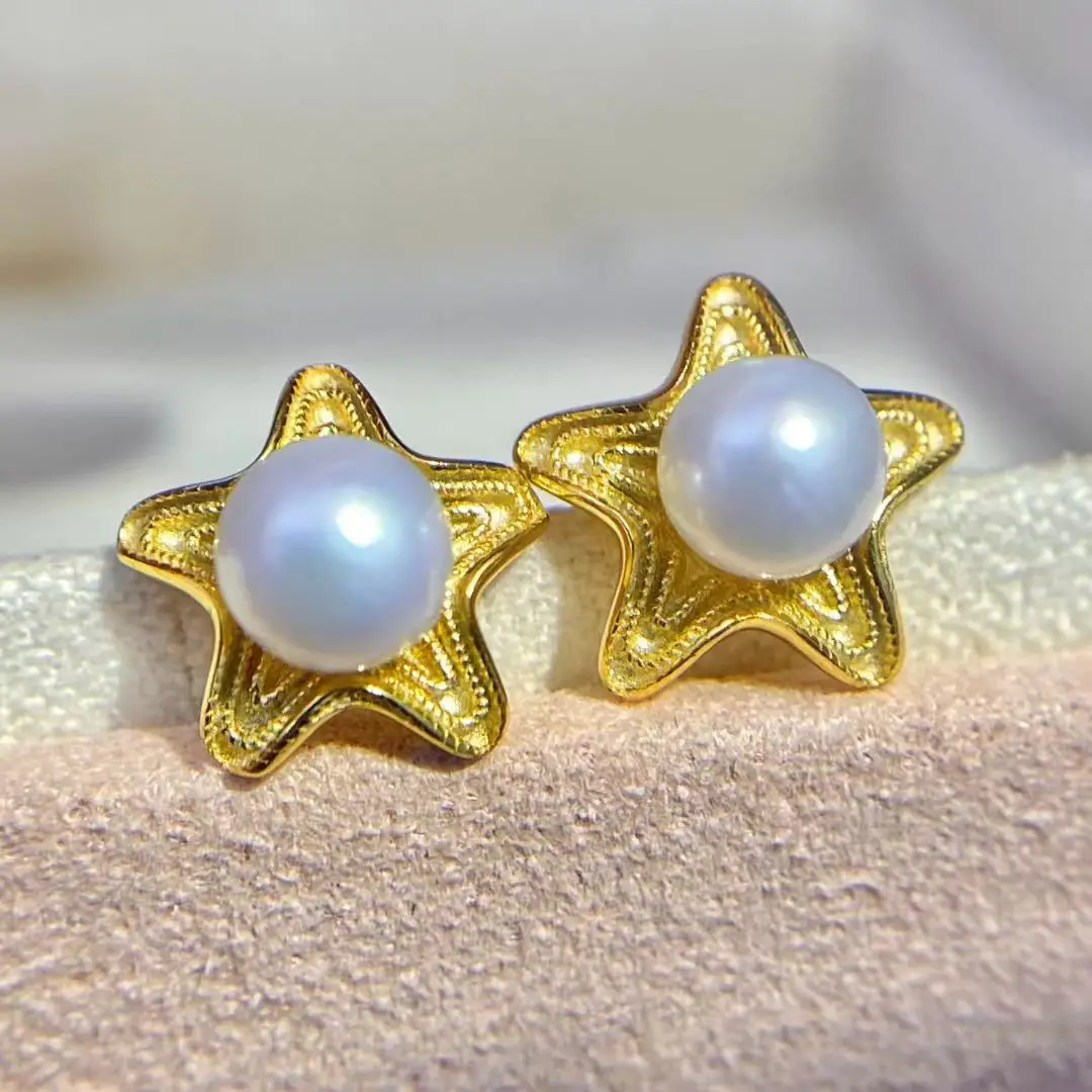 Wholesale Star S925 Sterling Silver Earrings Mount Findings Settings Base Mounting Parts Accessory for 4-5mm Pearls 5 pairs/lot