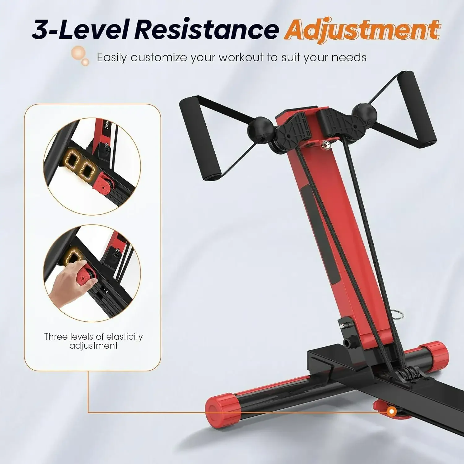 Máquina de remo W_Rowing, máquina de remo e ab 4 em 1 com 2 níveis de resistência ao treino, silenciosa