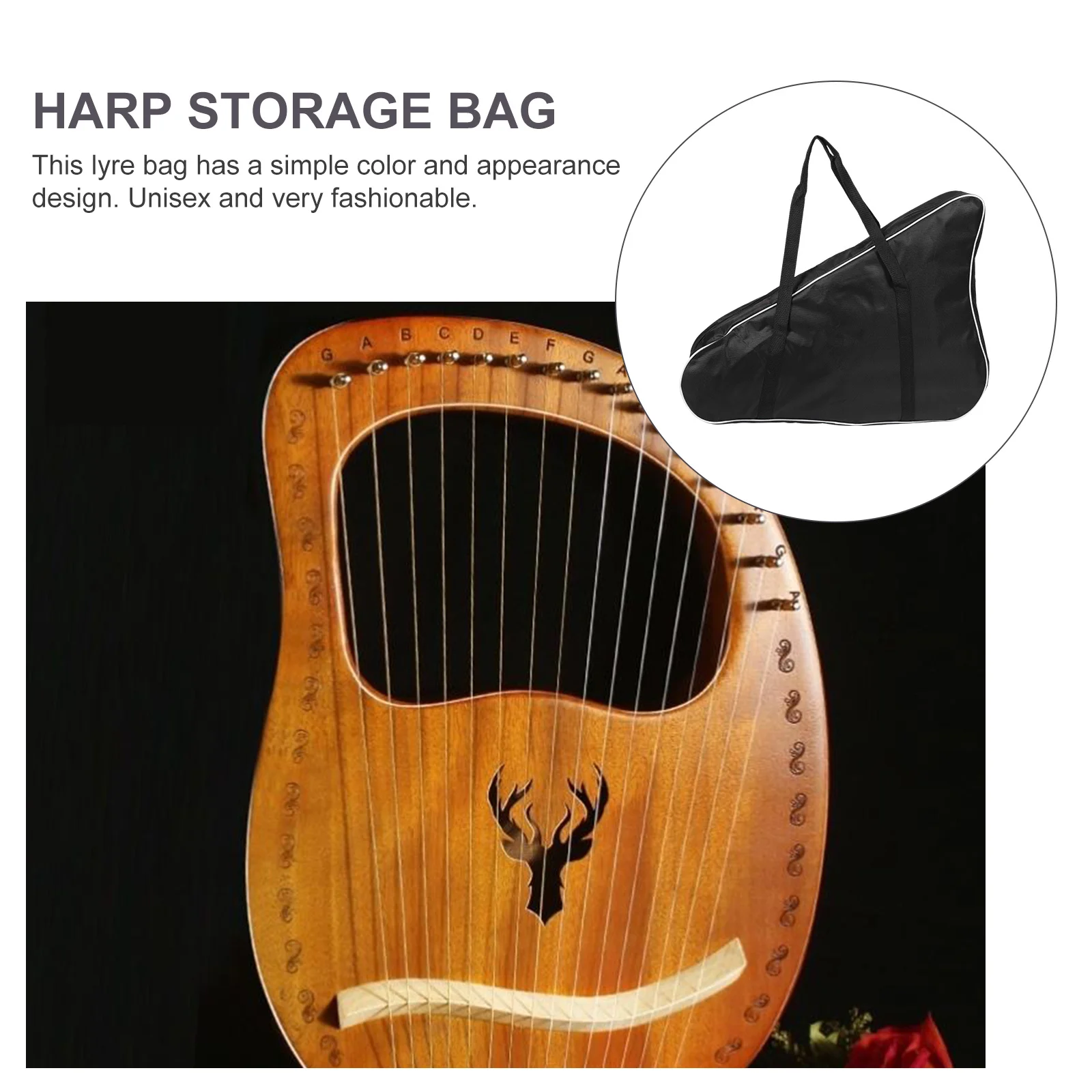 

Lyre Harp Bag Oxford Cloth Durable Portable Instrument Carrying Case For Musician Outdoor Travel Storage Pouch