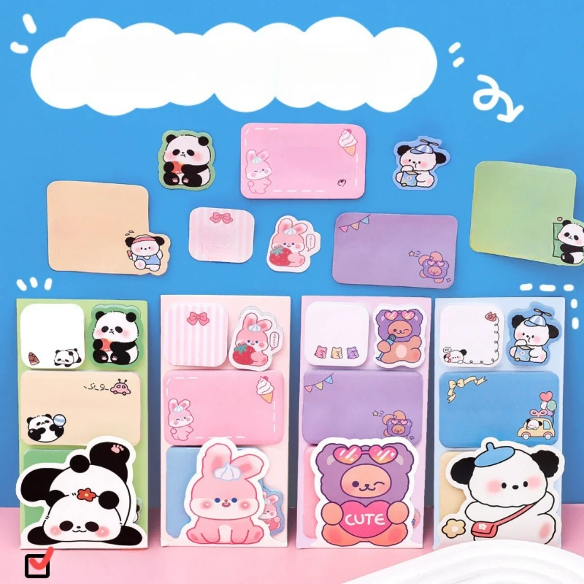 4 pcs/lot Cartoon Animals Puppy Panda Sticky Notes To Do List Memo Pad N Times Notepad School Office Supplies Gift Stationery