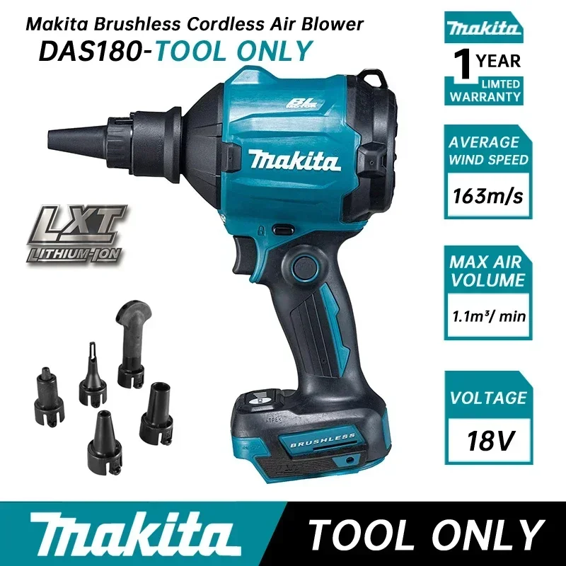

Бесщеточный аккумуляторный воздуходувка Makita 18 В DAS180Z, мощный инструмент для пыли (без аккумулятора)