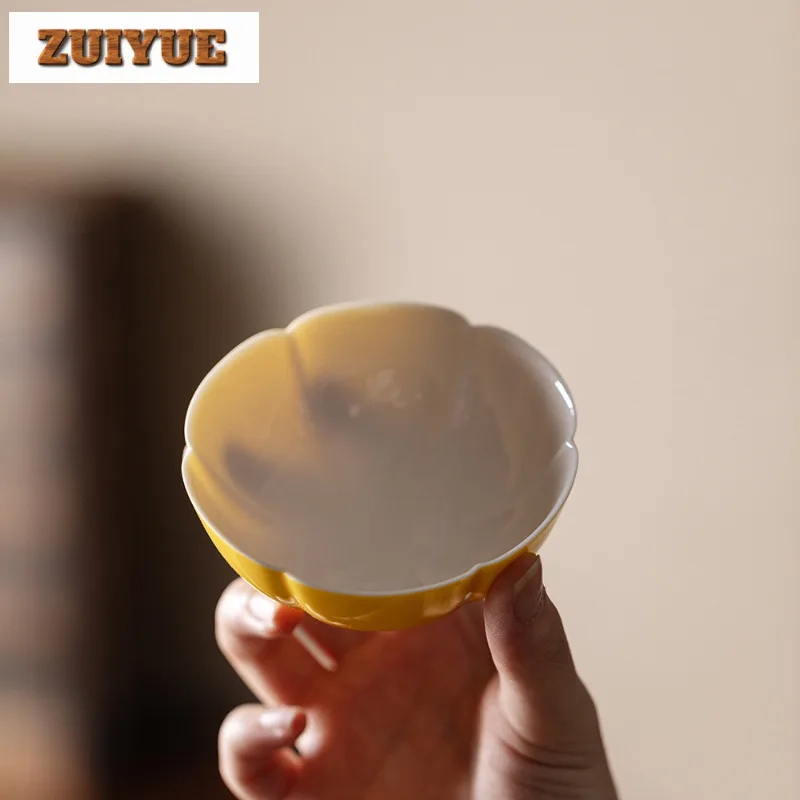120 مللي فنجان شاي بتالويد أصفر مجموعة أوعية شاي عتيقة من أكواب تذوق الشاي كوب التأمل Chazhan أكواب رئيسية ملحقات عناصر الشاي #3