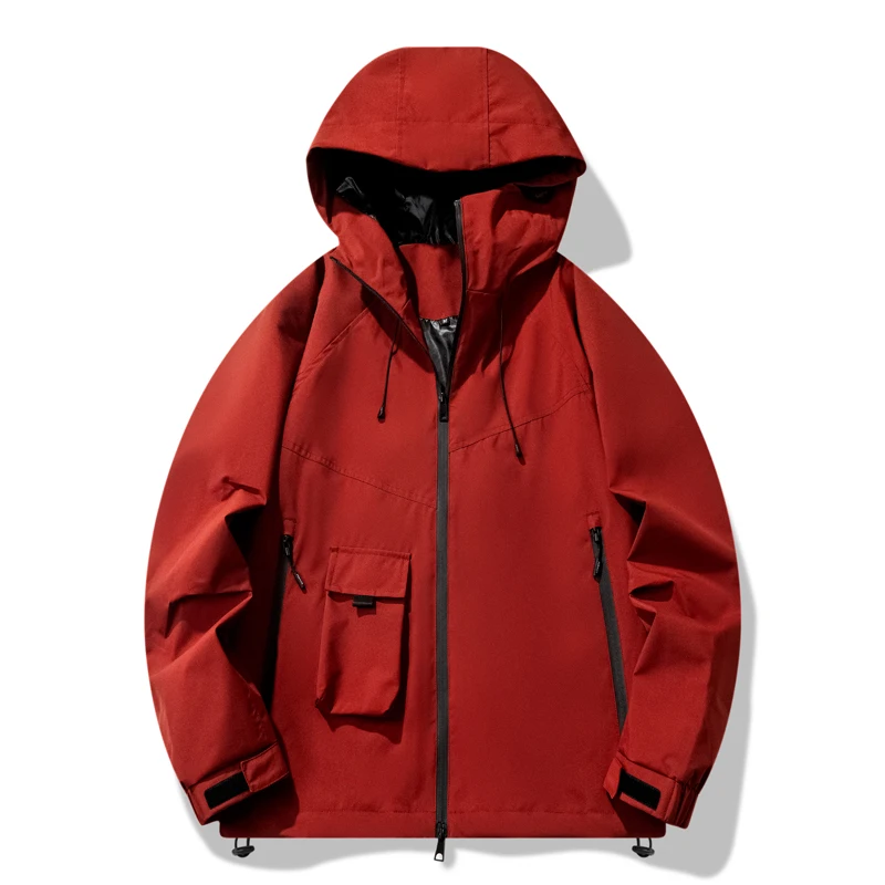 

Camping Hiking Jacket Men Autumn Outdoor Sports Coats Climbing Trekking Windbreaker Travel Waterproof Jackets Red Black Apricot