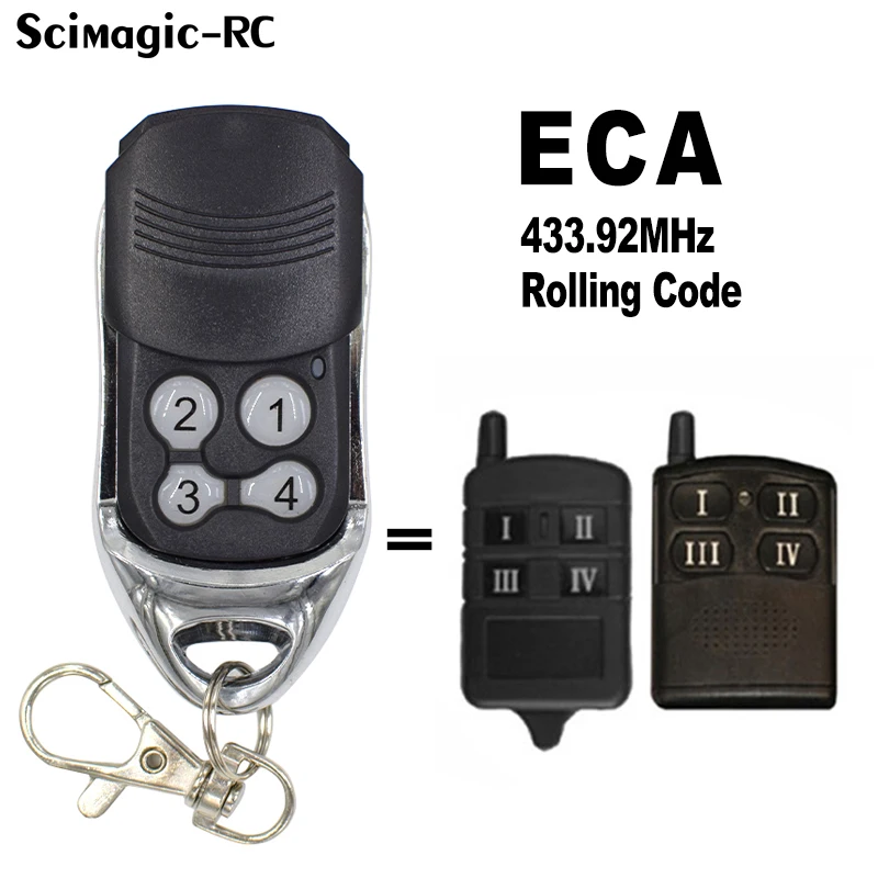 Controle Remoto para Porta da Garagem, Código Rolante, Compatível com ECA 81CR 82CR 84RC, ACR-6 Receptor, 433.92MHz