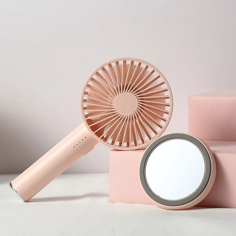 

Handheld Fan With Cosmetic Mirror Rechargeable Air Cooler For Home