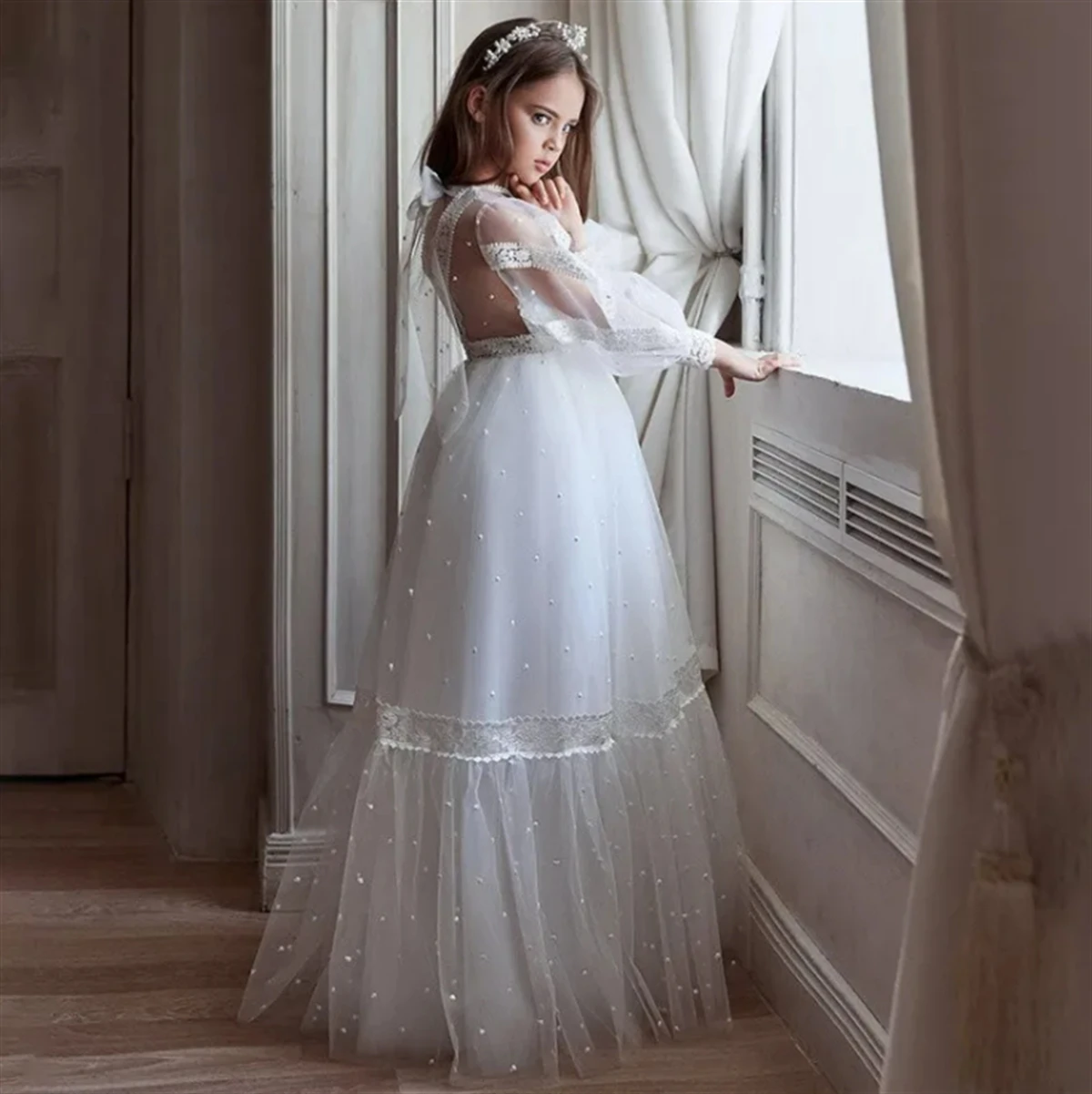 white-flower-girl-dress-tulle-puffy-evening-prom-applique-long-sleeve-floor-length-child-first-eucharistic-birthday-party-dress