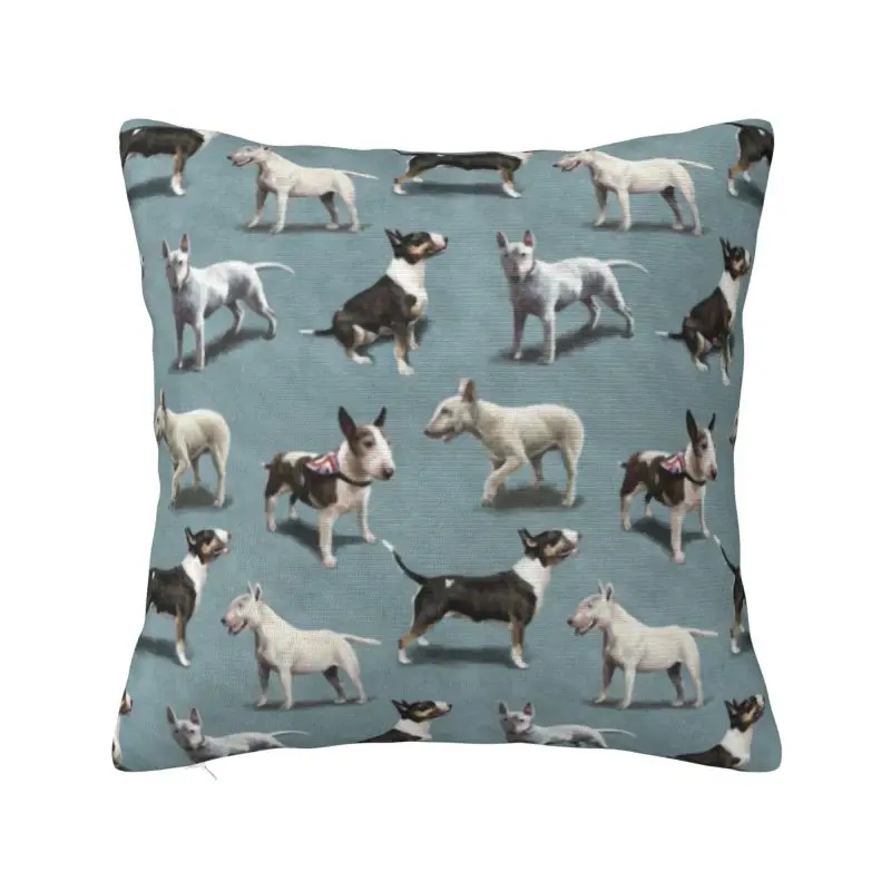 Custom Bull Terrier Dog Cushion Cover Animal Velvet Luxury Throw Pillow Home Decor