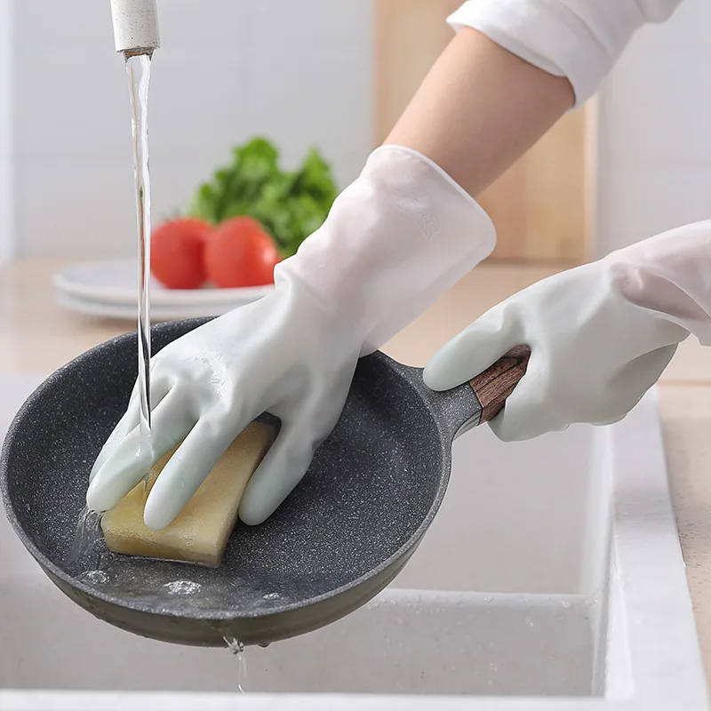 Pvc Rubber Household Waterproof Laundry Clean Durable Dry Household Rubber Dishwashing Gloves Kitchen