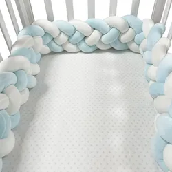 2023 Baby Bed Bumper Cradle Pillows Seat Cushion Braid Knotted Crib Protector Infant Accessories